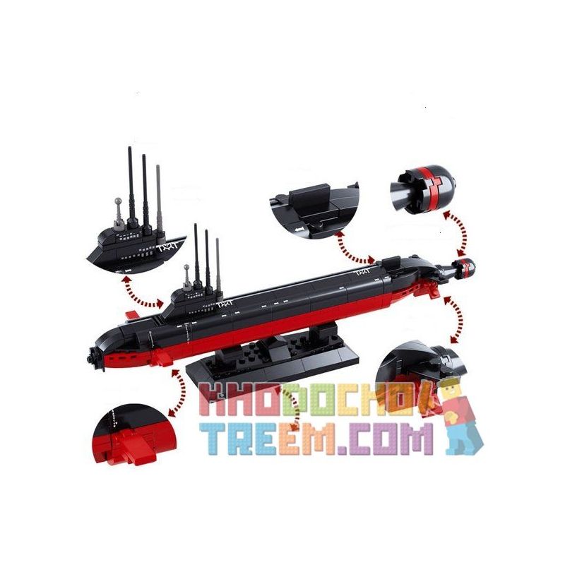 SLUBAN M38-B0391 B0391 0391 M38B0391 38-B0391 non  TÀU NGẦM HẠT NHÂN 1:350 bộ đồ chơi xếp lắp ráp ghép mô hình Military Army NUCLEAR-POWERED SUBMARINE Quân Sự Bộ Đội 193 khối