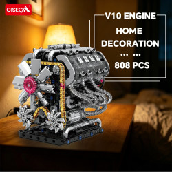 GISEGA G8912 GT V10 Engine Xếp hình lắp ráp ghép mô hình Động cơ V10
