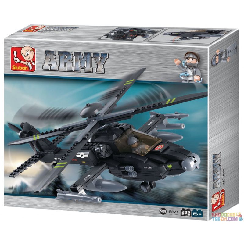 SLUBAN M38-B0509 B0509 0509 M38B0509 38-B0509 non  TRỰC THĂNG TẤN CÔNG bộ đồ chơi xếp lắp ráp ghép mô hình Military Army Quân Sự Bộ Đội 439 khối