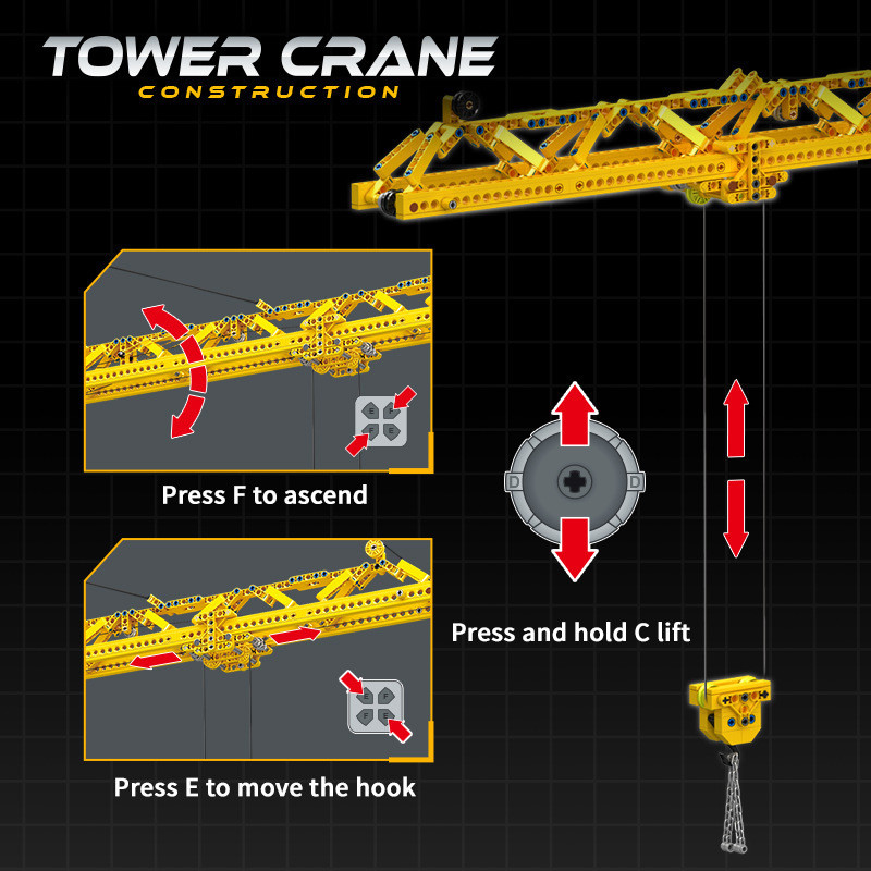 small angle JD149 Tower Crane Xếp hình lắp ráp ghép mô hình Cẩu tháp