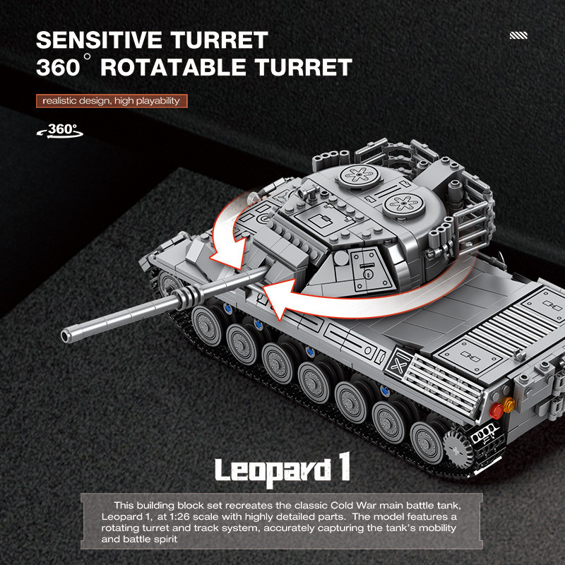 Reobrix 77038 Leopard 1 Xếp hình lắp ráp ghép mô hình xe tăng Leopard 1