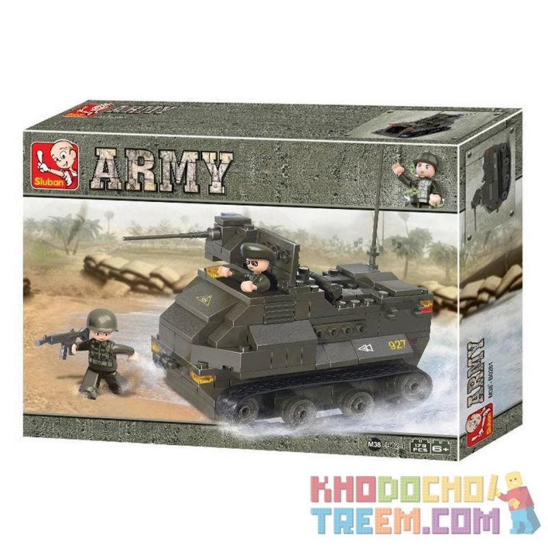 SLUBAN M38-B0281 B0281 0281 M38B0281 38-B0281 Xếp hình kiểu  MILITARY ARMY AAV7A1 Armoured Vehicle Xe Bọc Thép Chở Quân 179 khối
