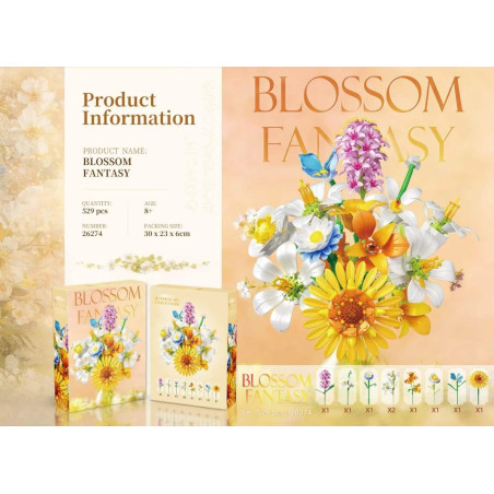 Fine bricks 26274 Blossom Fantasy Xếp hình lắp ráp ghép mô hình tưởng tượng nở hoa