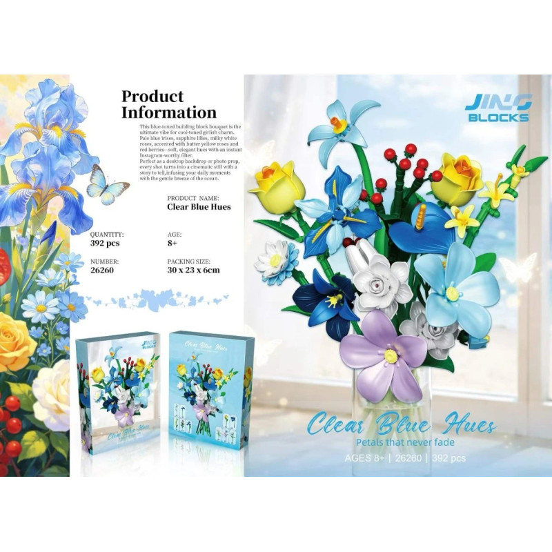 Fine bricks 26260 Clear Blue Hues Xếp hình lắp ráp ghép mô hình trong xanh