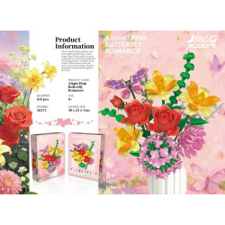 Fine bricks 26273 Alight Pink Butterfly Romance Xếp hình lắp ráp ghép mô hình Bó hoa bướm hồng nhạt lãng mạn