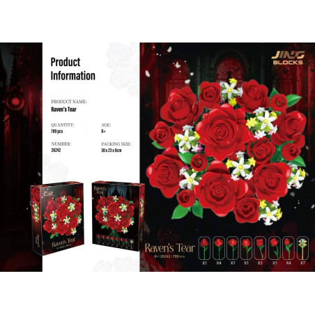 Fine bricks 26242 Raven's Tear Xếp hình lắp ráp ghép mô hình bó hoa hồng nước mắt quạ
