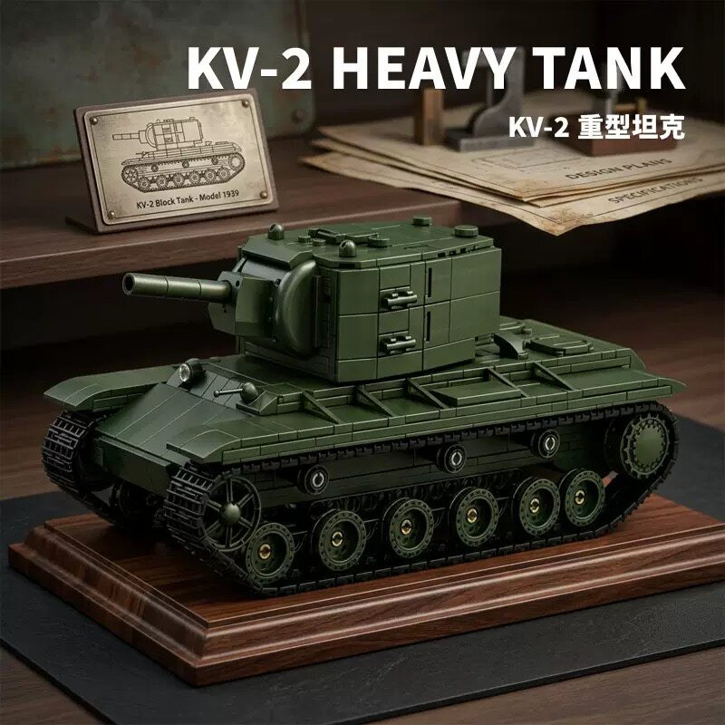 Le Yi 66099 KV-2 Heavy Tank Xếp hình lắp ráp ghép mô hình xe tăng hạng nặng KV-2