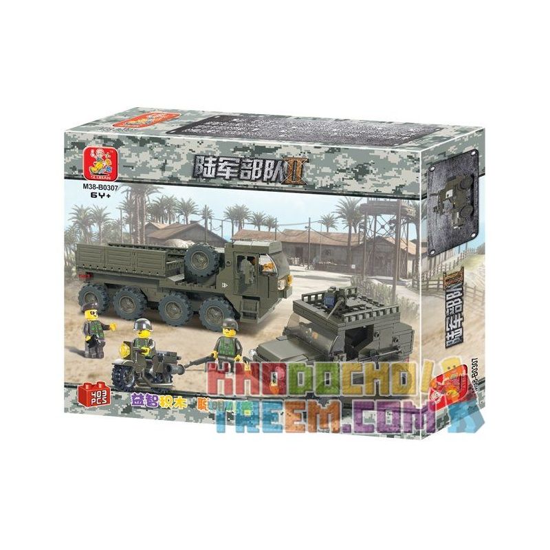 SLUBAN M38-B0307 B0307 0307 M38B0307 38-B0307 non  XE TẢI JEEP MÁY CHỞ QUÂN bộ đồ chơi xếp lắp ráp ghép mô hình Military Army SERVICE TROOPS Quân Sự Bộ Đội 455 khối
