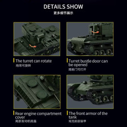 Le Yi 66099 KV-2 Heavy Tank Xếp hình lắp ráp ghép mô hình xe tăng hạng nặng KV-2