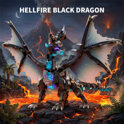 Le Yi 76118 Hellfire Black Dragon Xếp hình lắp ráp ghép mô hình Thợ săn quái vật: Rồng đen rực rỡ Rồng đen lửa địa ngục