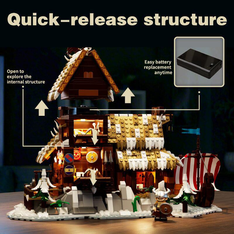 iambrick 30801 Icchorn Longhouse Xếp hình lắp ráp ghép mô hình Lục địa Kylian: Nhà dài Ice Point