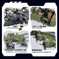 Sluban M38-B1367 Xếp hình lắp ráp ghép mô hình Máy bay ném bom pháo đài bay B-17GS 1:44