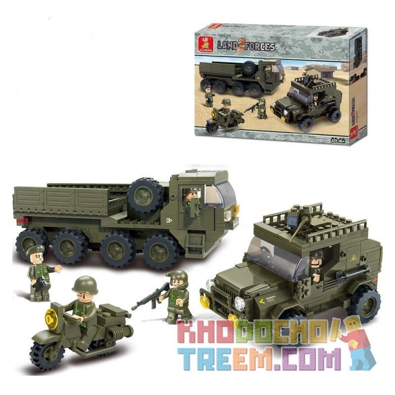 SLUBAN M38-B0307 B0307 0307 M38B0307 38-B0307 non  XE TẢI JEEP MÁY CHỞ QUÂN bộ đồ chơi xếp lắp ráp ghép mô hình Military Army SERVICE TROOPS Quân Sự Bộ Đội 455 khối