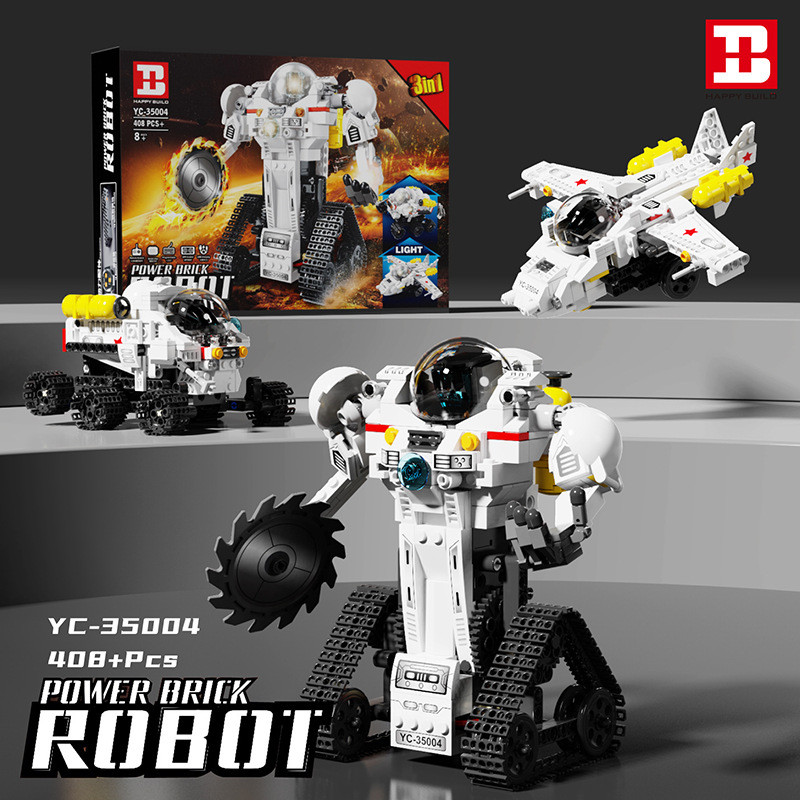 HAPPY BUILD PANGU YC-35004 Xếp hình lắp ráp ghép mô hình Robot lập trình chuyển đổi Space 3