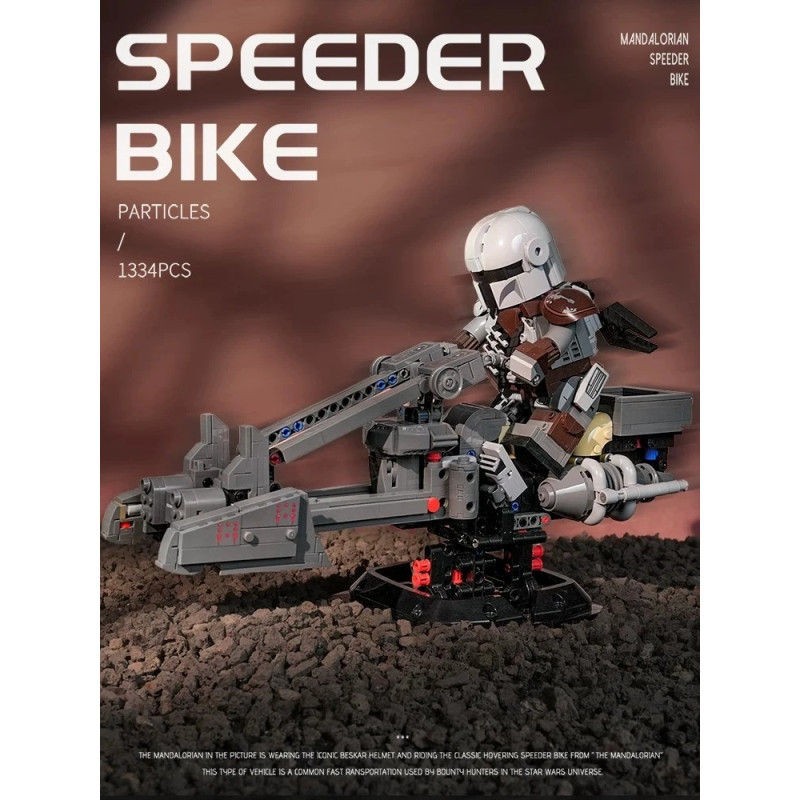 No license JD147 Speeder Bike Xếp hình lắp ráp ghép mô hình xe chạy quá tốc độ