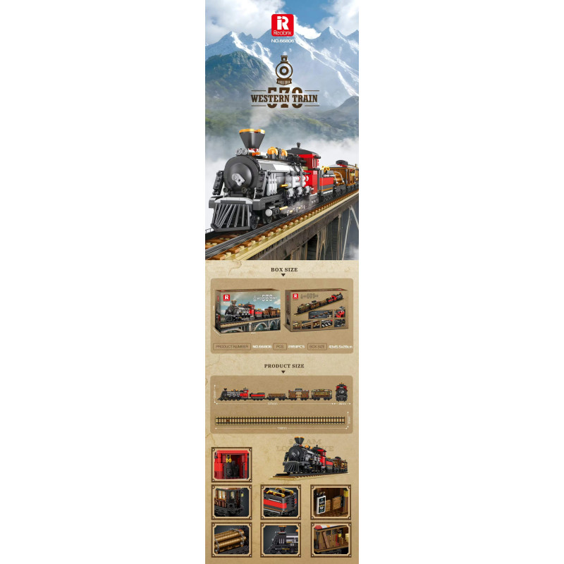 Reobrix 66806 Western Train Xếp hình lắp ráp ghép mô hình đầu máy hơi nước