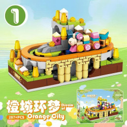 Reobrix KY81182 Xếp hình lắp ráp ghép mô hình 4 loại tàu vận hành bằng tay: Orange City Dream Tour, Lantau Walk, Pink Garden Star Tour và Yunjie Xiaozhu