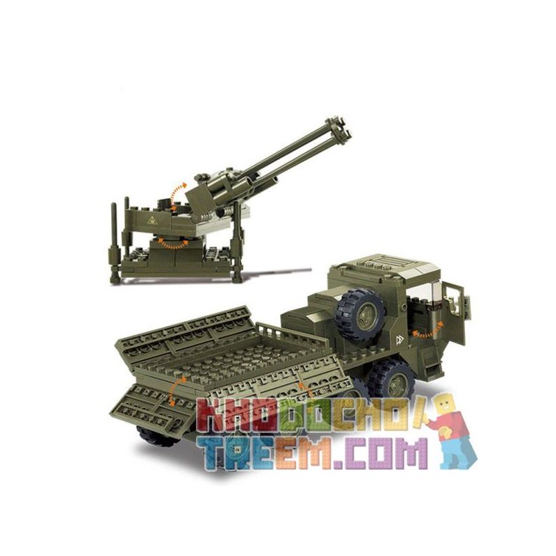 SLUBAN M38-B0302 B0302 0302 M38B0302 38-B0302 non  XE TẢI CHỞ SÚNG HẠNG NẶNG bộ đồ chơi xếp lắp ráp ghép mô hình Land Forces 2 Sức Mạnh Mặt Đất 306 khối