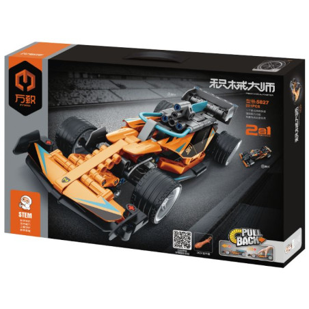IM.Master QIHUI 5827 Xếp hình lắp ráp ghép mô hình Xe đua kéo lùi 2 trong 1