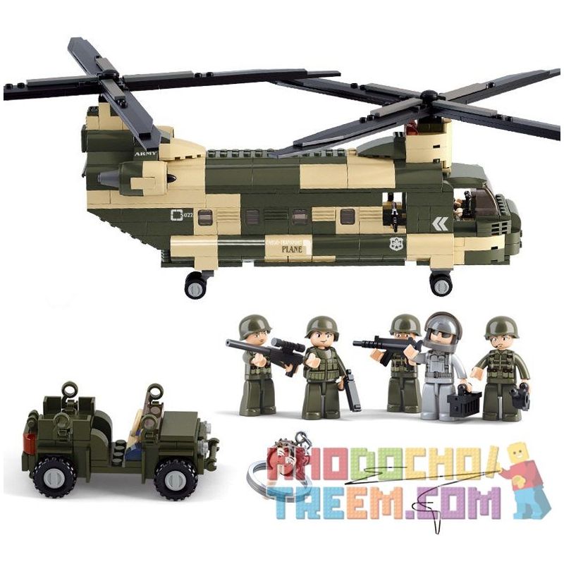 SLUBAN M38-B0508 B0508 0508 M38B0508 38-B0508 non Lego MÁY BAY VẬN TẢI QUÂN SỰ bộ đồ chơi xếp lắp ráp ghép mô hình Military Army Quân Sự Bộ Đội 520 khối