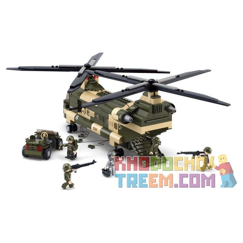 SLUBAN M38-B0508 B0508 0508 M38B0508 38-B0508 non  MÁY BAY VẬN TẢI QUÂN SỰ bộ đồ chơi xếp lắp ráp ghép mô hình Military Army Quân Sự Bộ Đội 520 khối