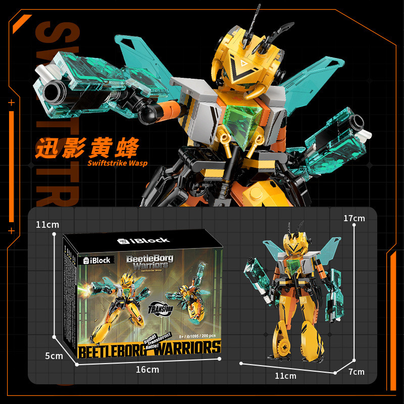 iBlock ib1095 Swiftstrike Wasp Xếp hình lắp ráp ghép mô hình Bugs Raiders: Shadow Wasp Ba Biến Hình