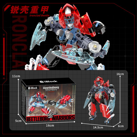 iBlock ib1096 Ironclad Beetle Xếp hình lắp ráp ghép mô hình Bugs Raiders: Sharp Shell Heavy Armor Ba lần biến hình