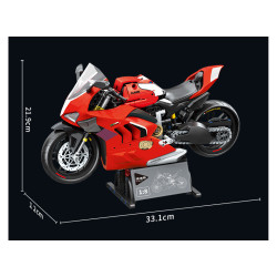 PanlosBrick inbrixx 672303 Xếp hình lắp ráp ghép mô hình Xe máy: Xe máy lửa đỏ hú 1:8