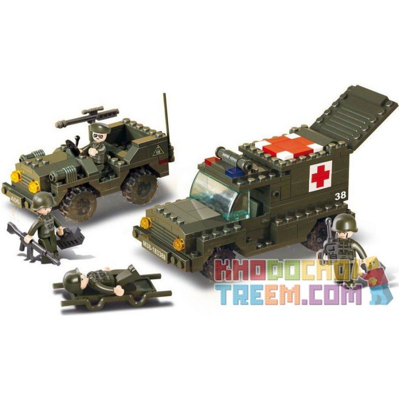 SLUBAN M38-B6000 B6000 6000 M38B6000 38-B6000 Xếp hình kiểu Lego MILITARY ARMY Ambulance Xe Cứu Thương Quân Sự 229 khối