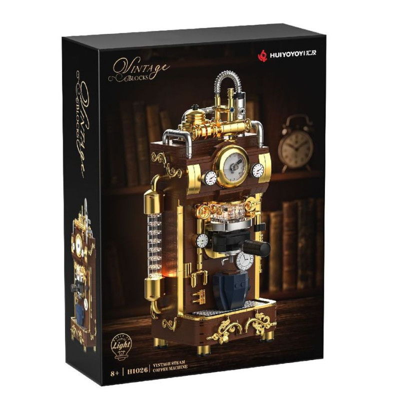 remittance H1026 Retro Steam Espresso Machine Xếp hình lắp ráp ghép mô hình Máy pha cà phê hơi nước cổ điển