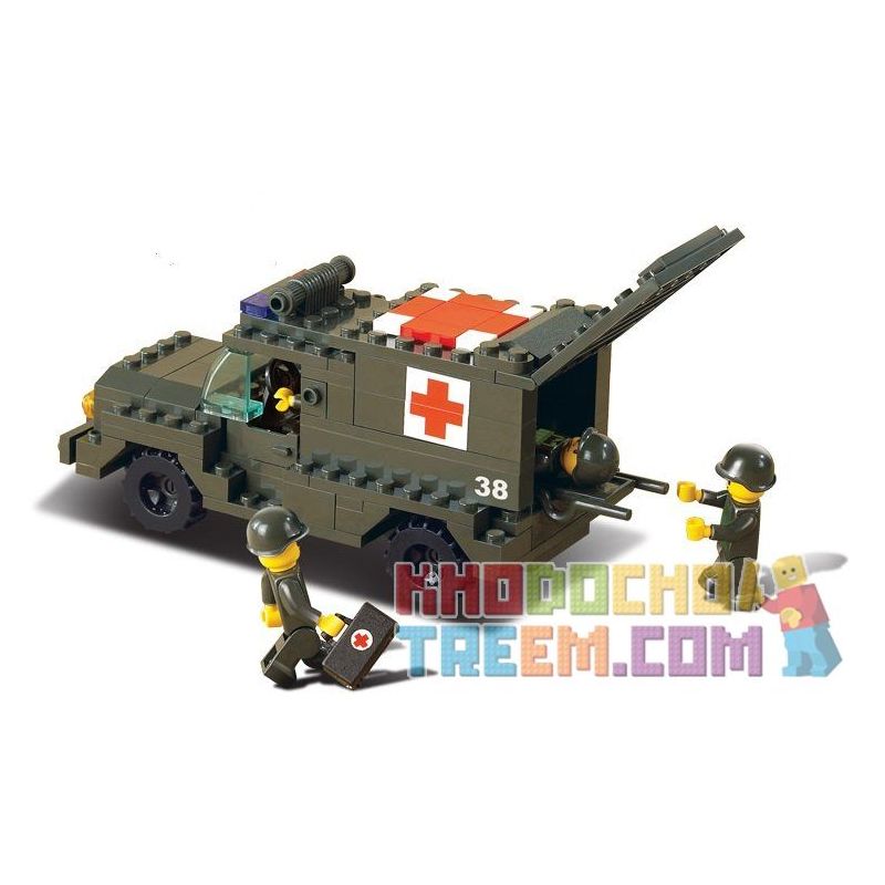 SLUBAN M38-B6000 B6000 6000 M38B6000 38-B6000 Xếp hình kiểu  MILITARY ARMY Ambulance Xe Cứu Thương Quân Sự 229 khối