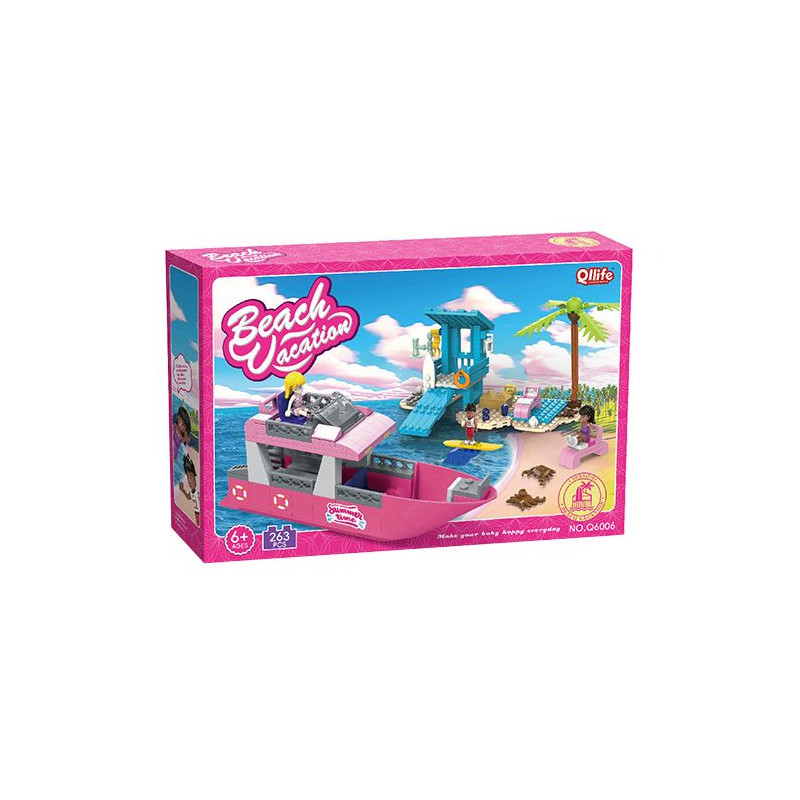 Qilivev Q6006 Qlife Xếp hình lắp ráp ghép mô hình bãi biển barbie