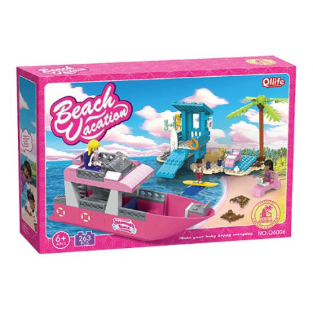 Qilivev Q6006 Qlife Xếp hình lắp ráp ghép mô hình bãi biển barbie
