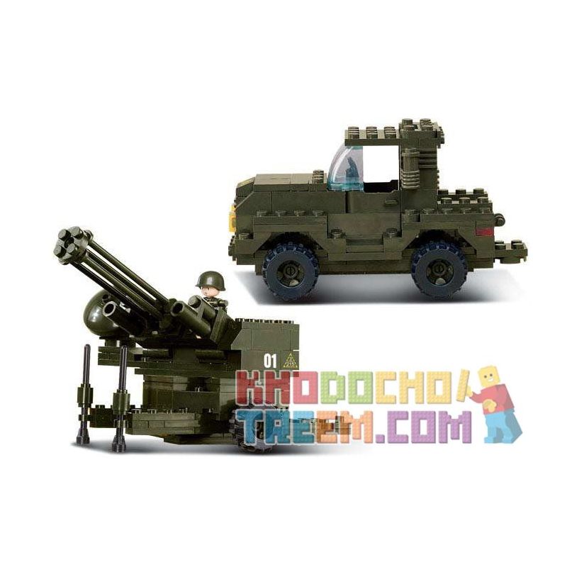 SLUBAN M38-B7300 B7300 7300 M38B7300 38-B7300 non  PHÁO PHÒNG KHÔNG bộ đồ chơi xếp lắp ráp ghép mô hình Military Army Quân Sự Bộ Đội 221 khối