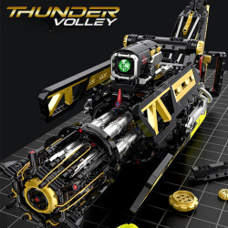 double height 60554 Rotating Barrel Machine Gun Xếp hình lắp ráp ghép mô hình Súng bắn dây cao su Gatling