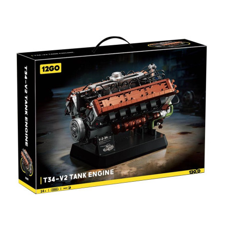 12GO 95009 T34-V2 Tank Engine Xếp hình lắp ráp ghép mô hình Động cơ xe tăng T34-V2 của Liên Xô