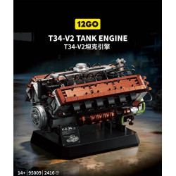 12GO 95009 T34-V2 Tank Engine Xếp hình lắp ráp ghép mô hình Động cơ xe tăng T34-V2 của Liên Xô