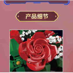 MouldKing 24130 Emerald Leaf Rose Xếp hình lắp ráp ghép mô hình hoa hồng ngọc lục bảo