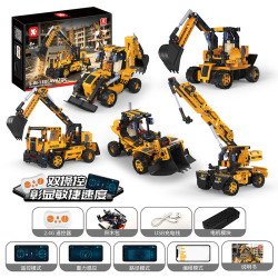 KAIYU KeeYee World K96197 Xếp hình lắp ráp ghép mô hình Xe công trình 5 trong 1