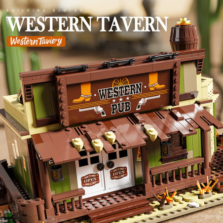 GOQI GQ-3077 Western Pub Xếp hình lắp ráp ghép mô hình Quán rượu miền Tây