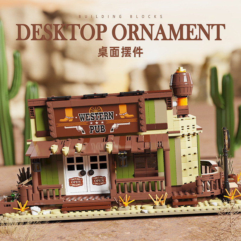 GOQI GQ-3077 Western Pub Xếp hình lắp ráp ghép mô hình Quán rượu miền Tây