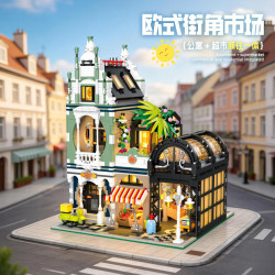 JIESTAR 89155 Xếp hình lắp ráp ghép mô hình Chợ góc châu Âu