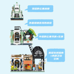 JIESTAR 89155 Xếp hình lắp ráp ghép mô hình Chợ góc châu Âu