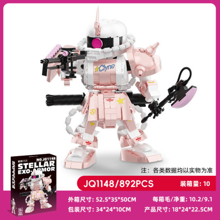 Jiqi JQ1148 Xếp hình lắp ráp ghép mô hình Zaku hồng