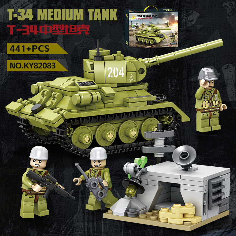 KAZI GBL BOZHI KY82083 Xếp hình lắp ráp ghép mô hình xe tăng hạng trung T-34