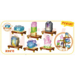Forange FC8197 Crystal Treasure Xếp hình lắp ráp ghép mô hình Crystal Treasure Mini Ore 6 loại Đá mặt trăng, Thạch anh tím, Tourmaline, Fluorite, Thạch anh hồng, Labradorite