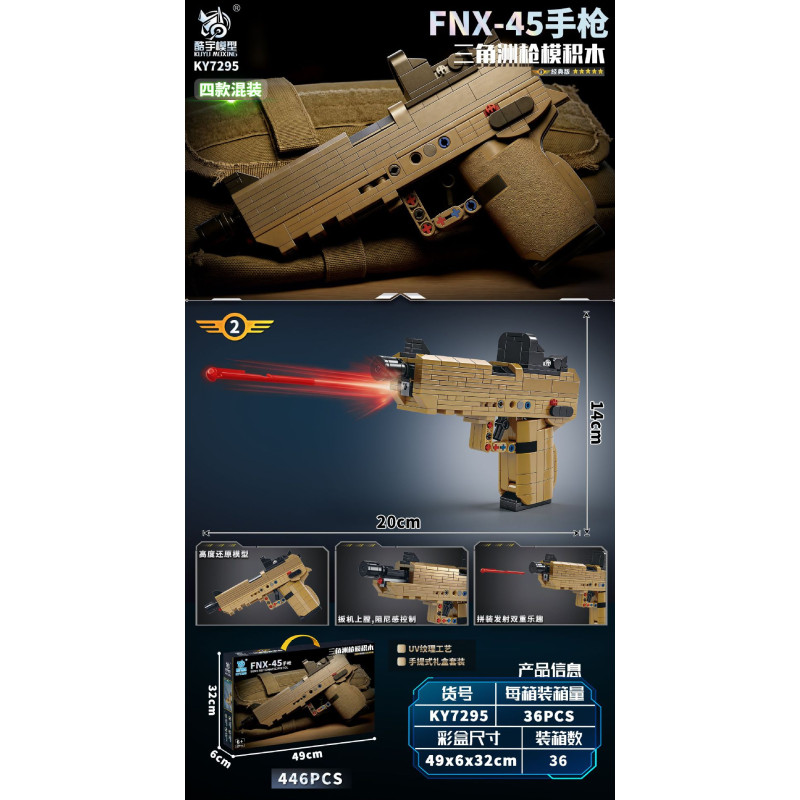 KUYU MOXING KY7295-2 Xếp hình lắp ráp ghép mô hình Mẫu súng lục delta FNX-45