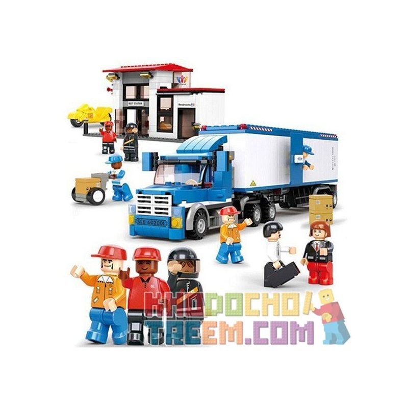 SLUBAN M38-B0318 B0318 0318 M38B0318 38-B0318 Xếp hình kiểu  CITY Heavy Van Truck Xe Container Chở Hàng 537 khối