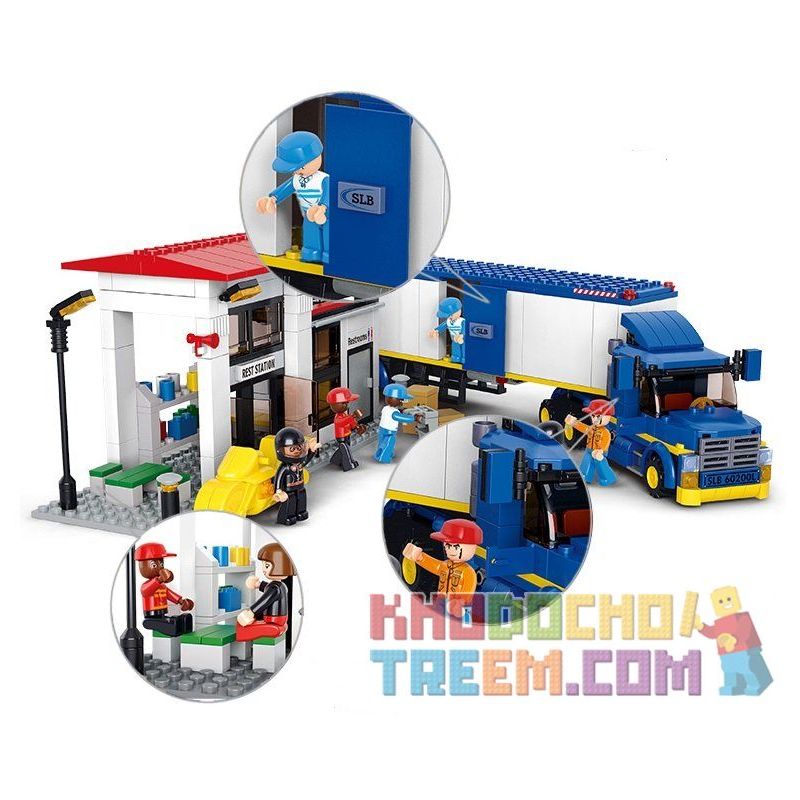 SLUBAN M38-B0318 B0318 0318 M38B0318 38-B0318 Xếp hình kiểu  CITY Heavy Van Truck Xe Container Chở Hàng 537 khối