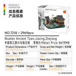 WANGE LIGAO Dr.Luck 7218 Xếp hình lắp ráp ghép mô hình Phố cổ Ô Trấn, Gia Hưng, Chiết Giang
